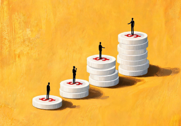 Illustration of increasing stacks of coins representing wealth growth and the transition to a family office structure.